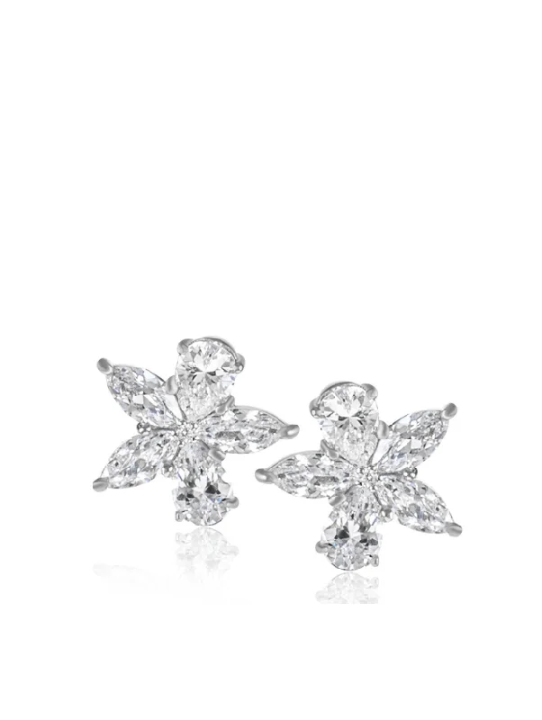 Luxury dangle earrings for women -Pear and Marquise Shaped Stud Earrings