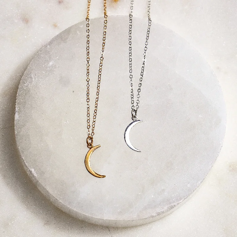 Designer necklaces for women -Mini Moon Pendant Necklace