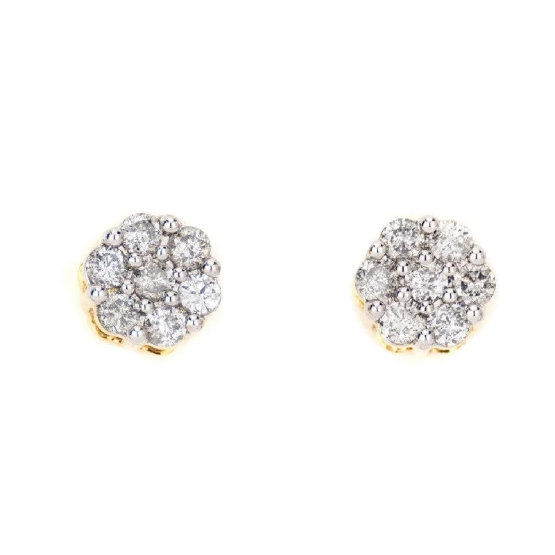 Trendy earrings for women -0.35CT Gold Diamond Small Cluster Earrings