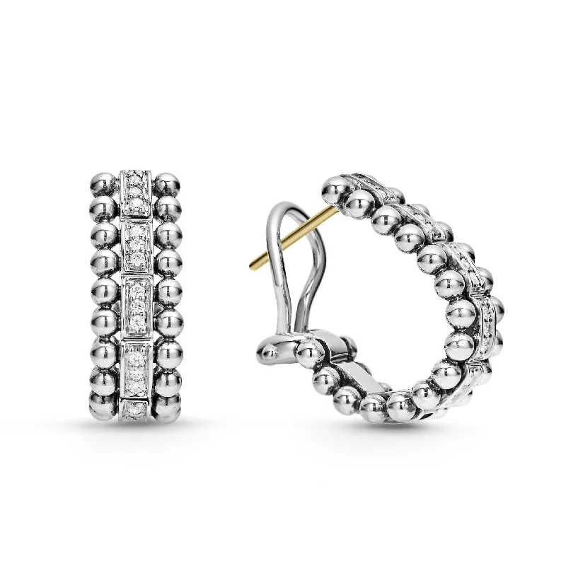 Round stud earrings for women -Caviar Spark Beaded Diamond Huggie Earrings