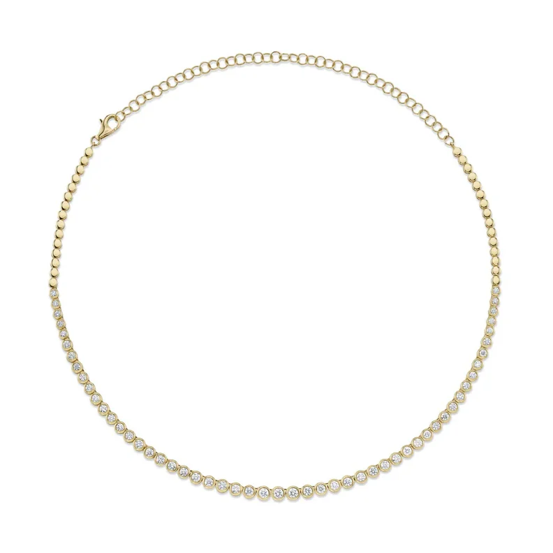 Gold chain necklaces for women -Shy Creation Graduated Diamond Bezel Tennis Necklace, 3.53tw