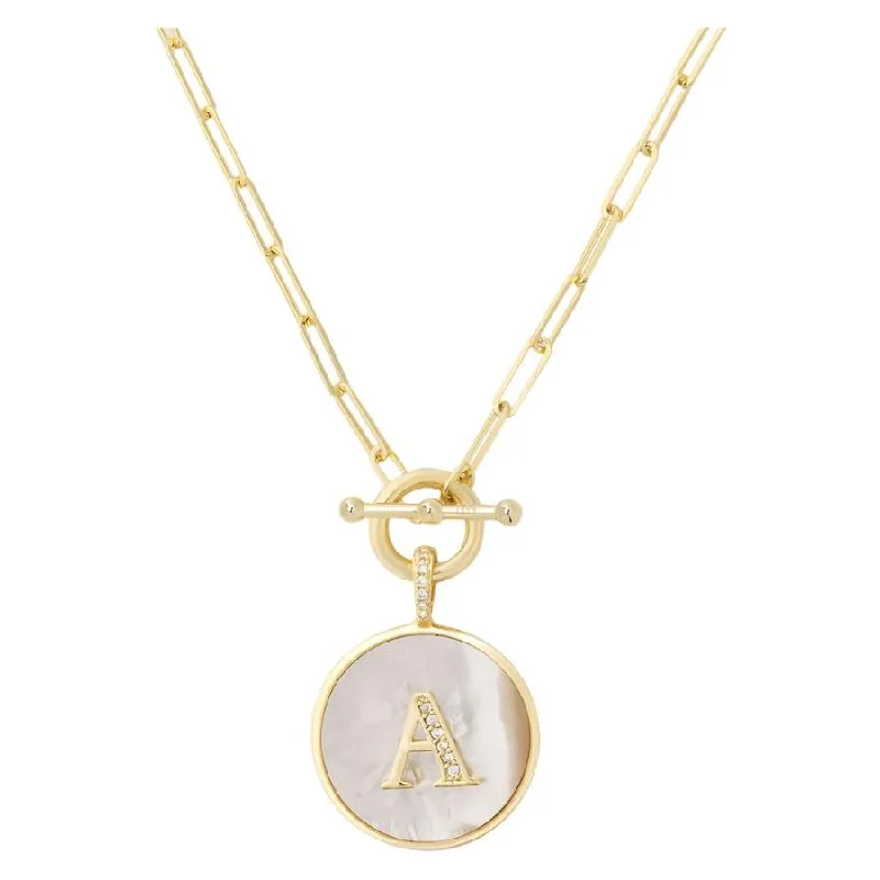 Personalized gold necklaces for women -Love Letters Initial Medallion Toggle Necklace