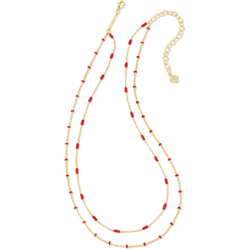 Fashionable pendant necklaces for women -Kendra Scott Dottie Gold Strand Necklace In Red