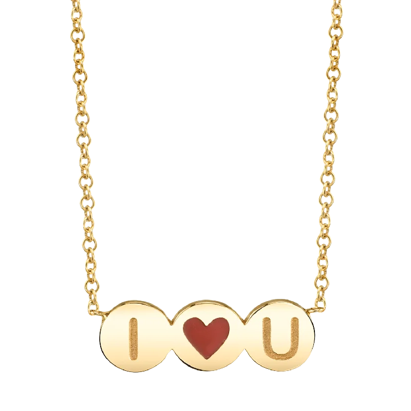 Luxury gold necklaces for women -Enamel Heart Initial Necklace