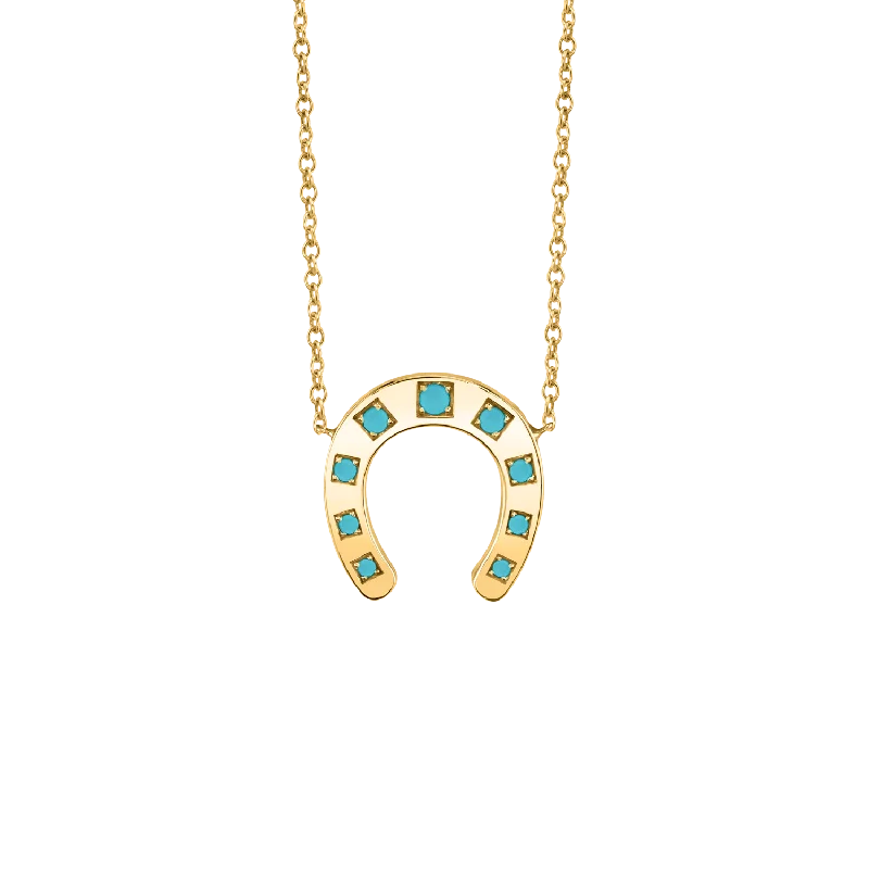 Classic necklaces for women -Turquoise Horseshoe Necklace