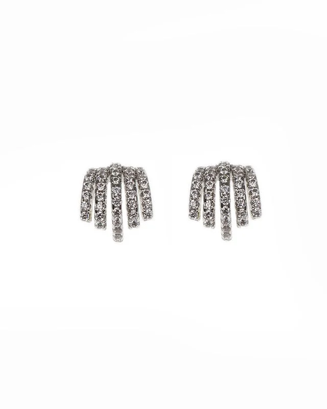 Stud earrings for women -Pave Huggie Ear Claw