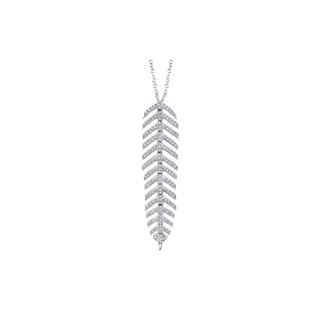 Silver and gold necklaces for women -Shy Creation Diamond Feather Necklace