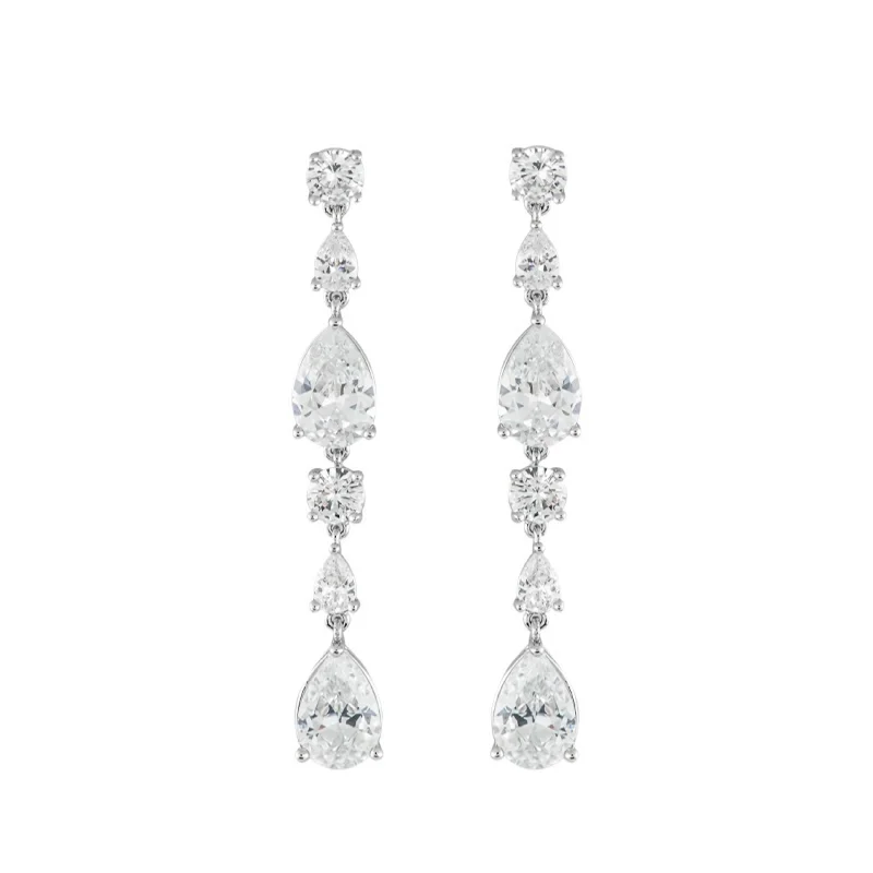 Designer stud earrings for women -Multi Pear CZ Drop Earrings