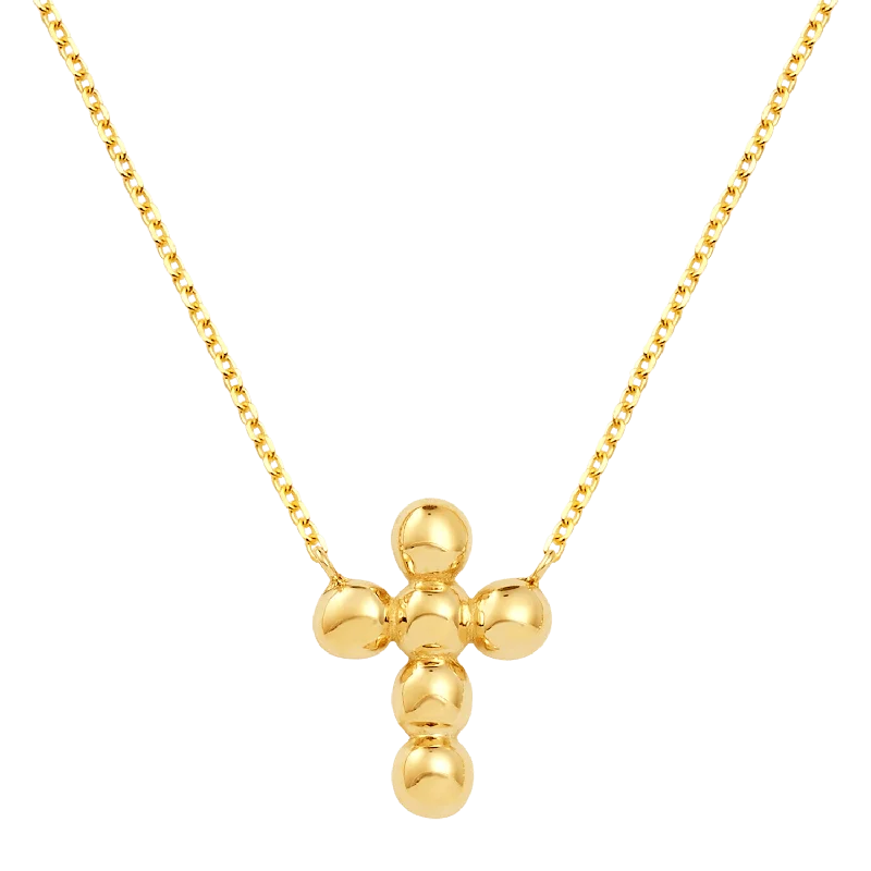 Personalized gold necklaces for women -Bubble Cross Necklace