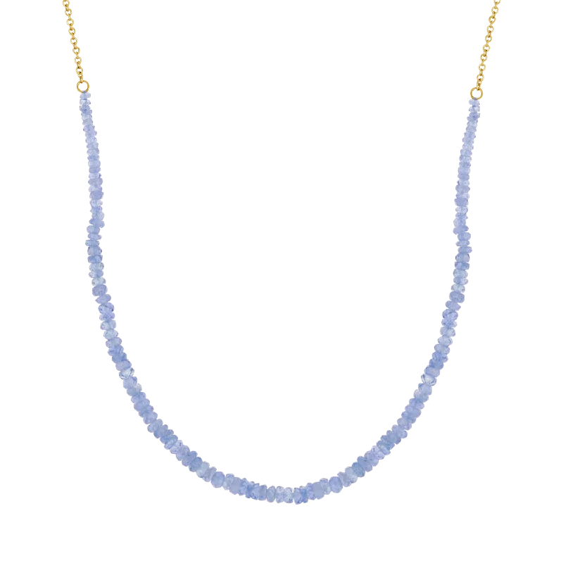 Custom engraved necklaces for women -Sapphire and Gold Bead Strand Necklace