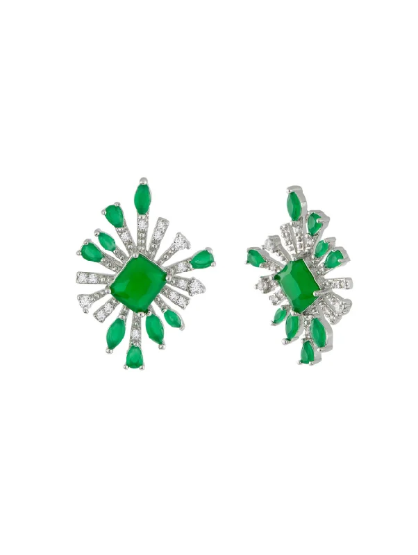 Trendy earrings for women -Emerald and Pave Burst Earrings