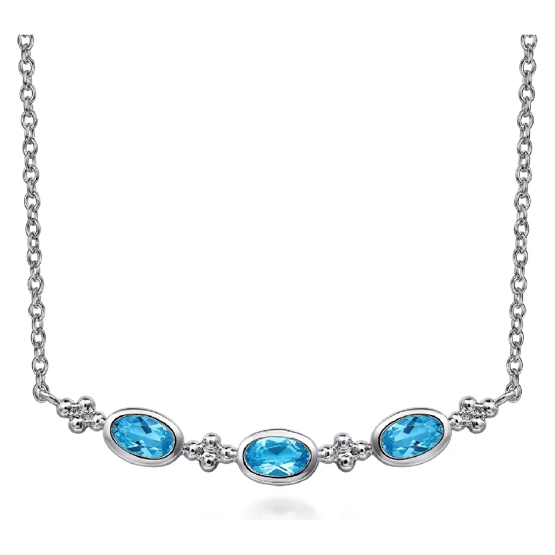 Gold chain necklaces for women -Gabriel Sterling Silver Bujukan Blue Topaz Bar Necklace