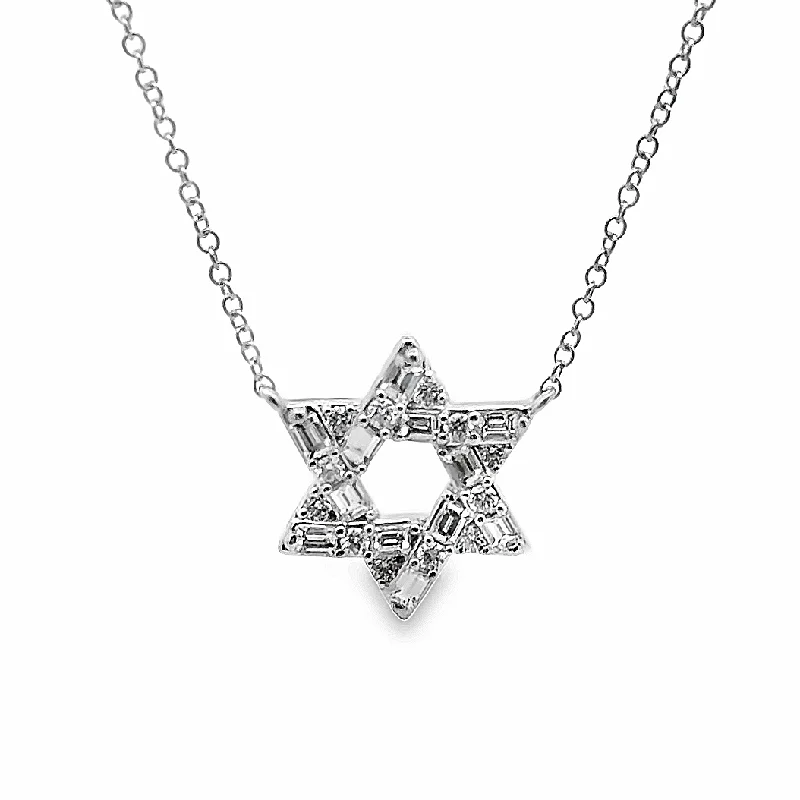 Minimalist necklaces for women -Gabriel & Co. Baguette Star of David Necklace