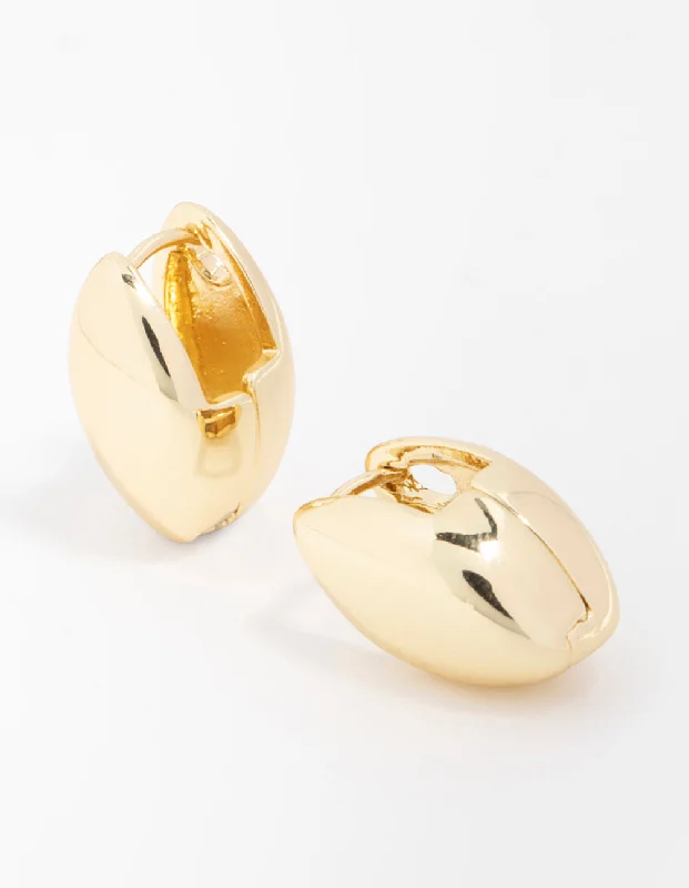 Elegant earrings for women -Gold Plated Pointed Huggie Earrings