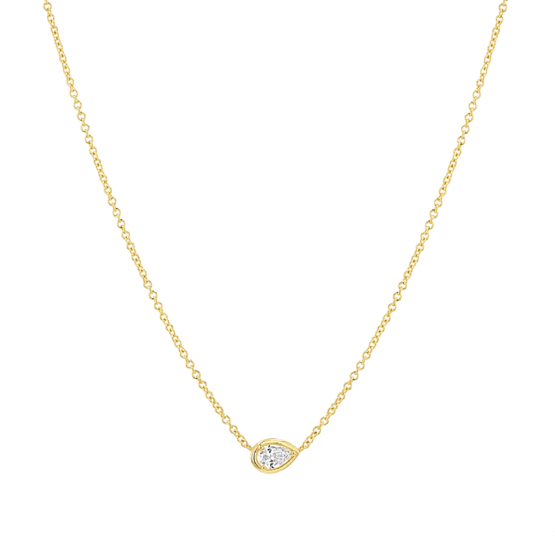 Necklace sets for women -Pear Diamond Solitaire Necklace