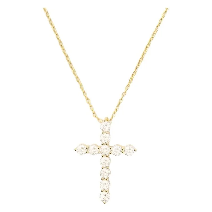 Chandelier necklaces for women -Oh She Fancy Small Cross Necklace in White Diamondettes