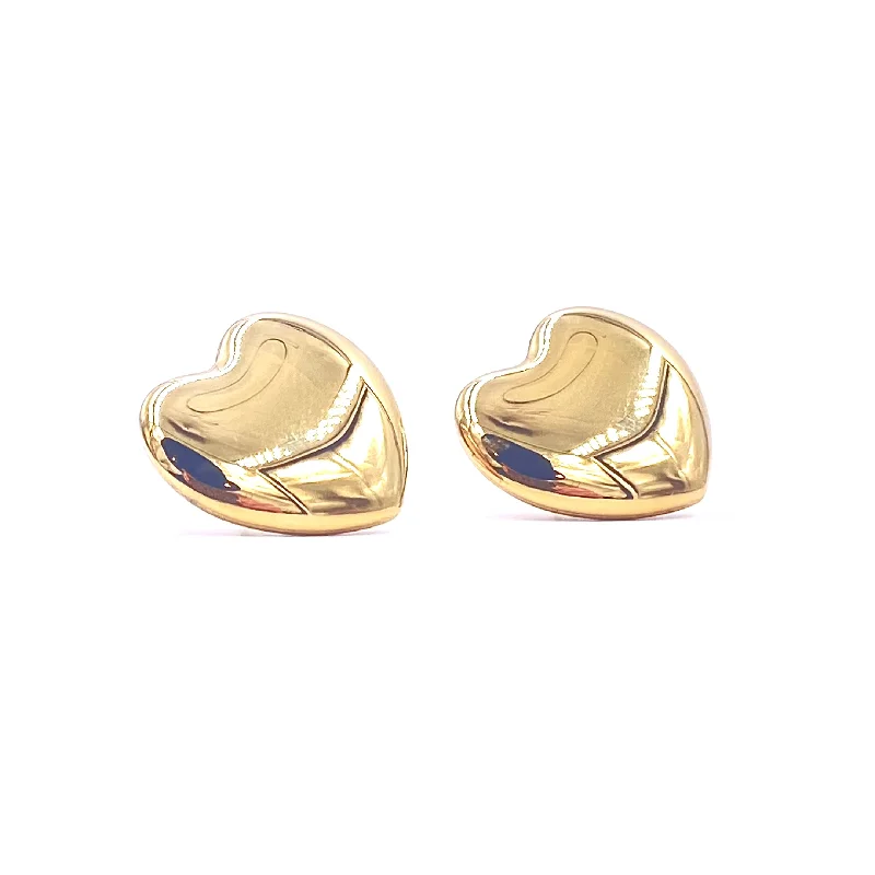 Designer earrings for women -Ashley Gold Stainless Steel Gold Plated Large Heart Stud Earrings