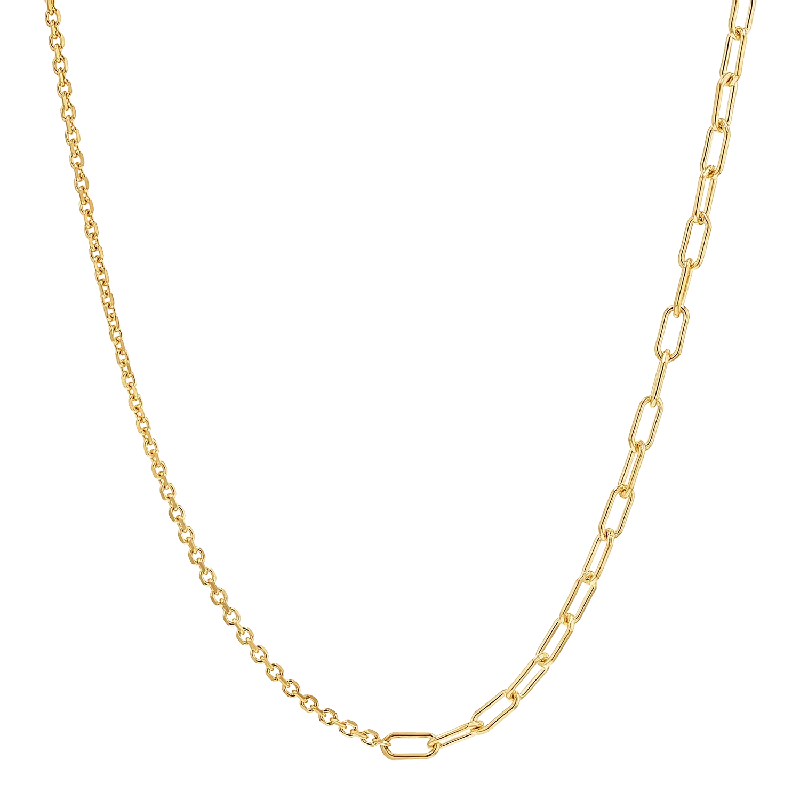 Long necklaces for women -Diamond Cut Rolo & Paper Clip Chain Necklace