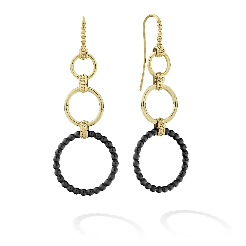 Gold-plated earrings for women -Meridian 18K Gold and Ceramic Circle Drop Earrings