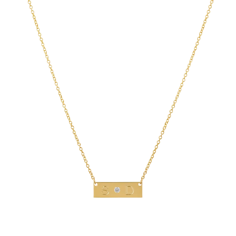 Minimalist necklaces for women -Diamond Letter Nameplate Necklace