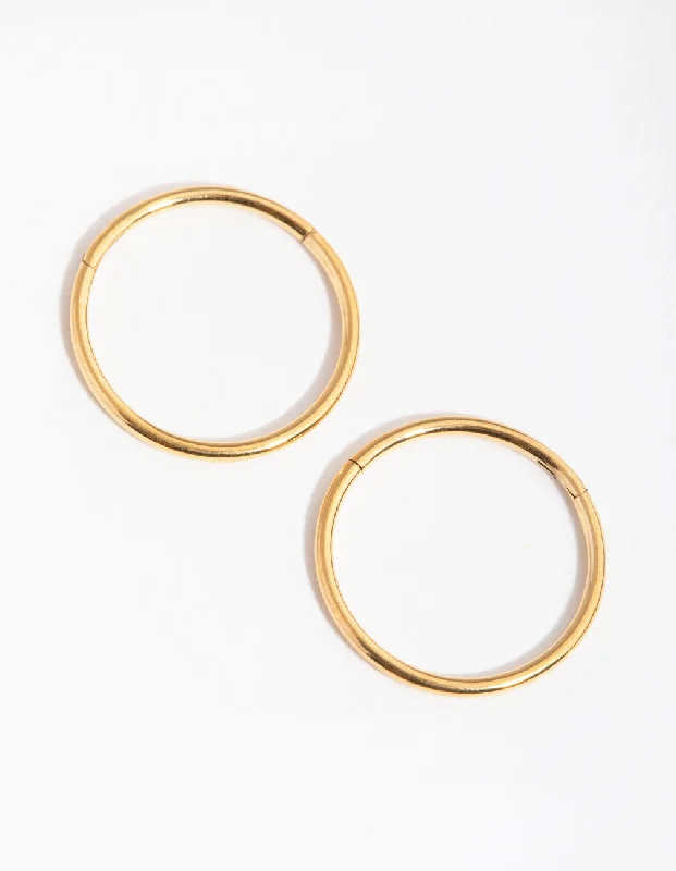 Gold earrings for women -24 Carat Gold Plated Surgical Steel Sleeper 10mm Earrings