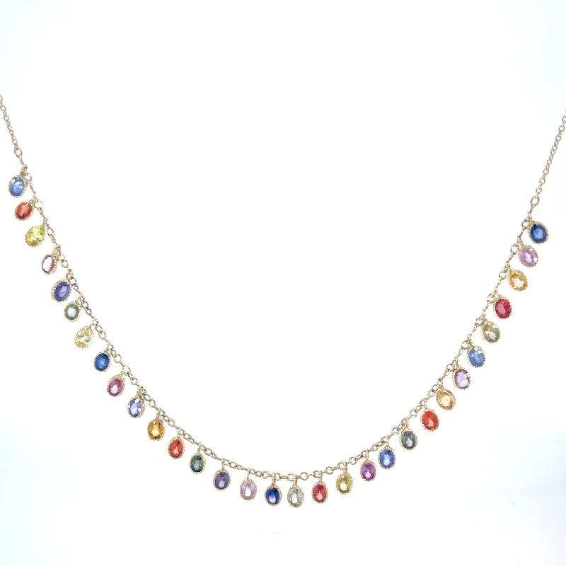 Boho style necklaces for women -John Apel Multi Color Sapphire Cleo Necklace