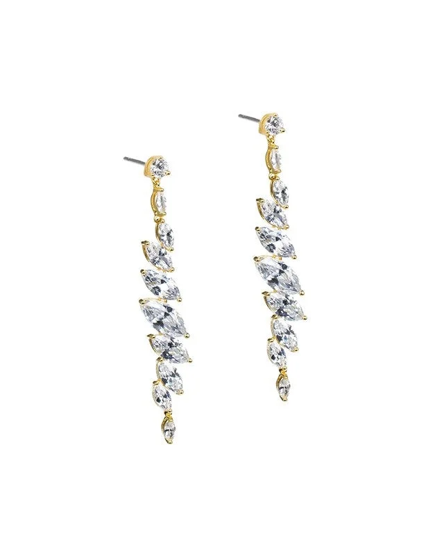 Pearl drop earrings for women -Marquise Linear Drop Earrings