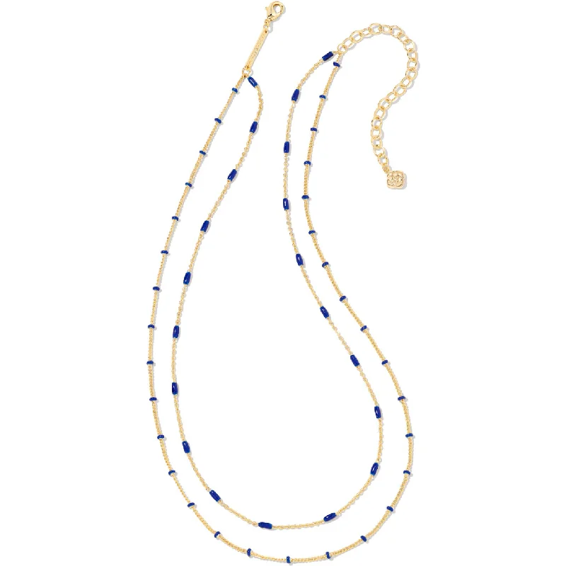 Bohemian necklaces for women -Kendra Scott Dottie Gold Strand Necklace In Cobalt