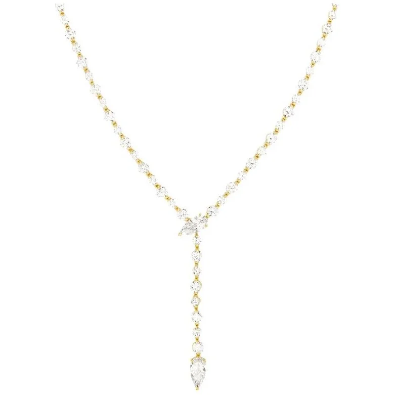 Custom initials necklaces for women -Gold She's Arrived Lariat Necklace in White Diamondettes