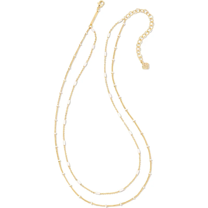 Heart-shaped necklaces for women -Kendra Scott Dottie Gold Strand Necklace In White