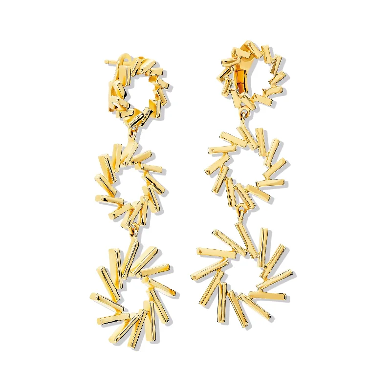 Bridal earrings for women -Zellije Triple Earrings Yellow Gold