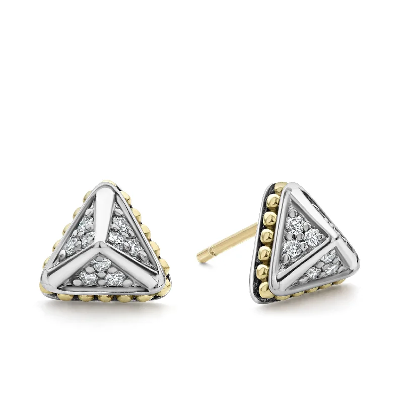 Diamond hoop earrings for women -KSL Large Pyramid Diamond Stud Earrings