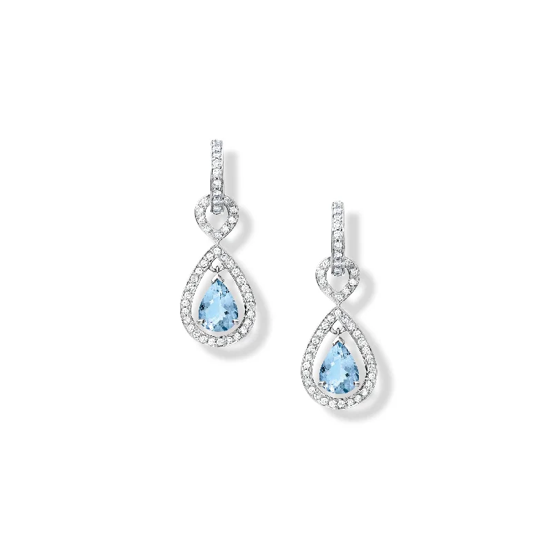 Round stud earrings for women -Octavia Margarita Earring Drops 18ct White Gold - Aquamarine & Diamond