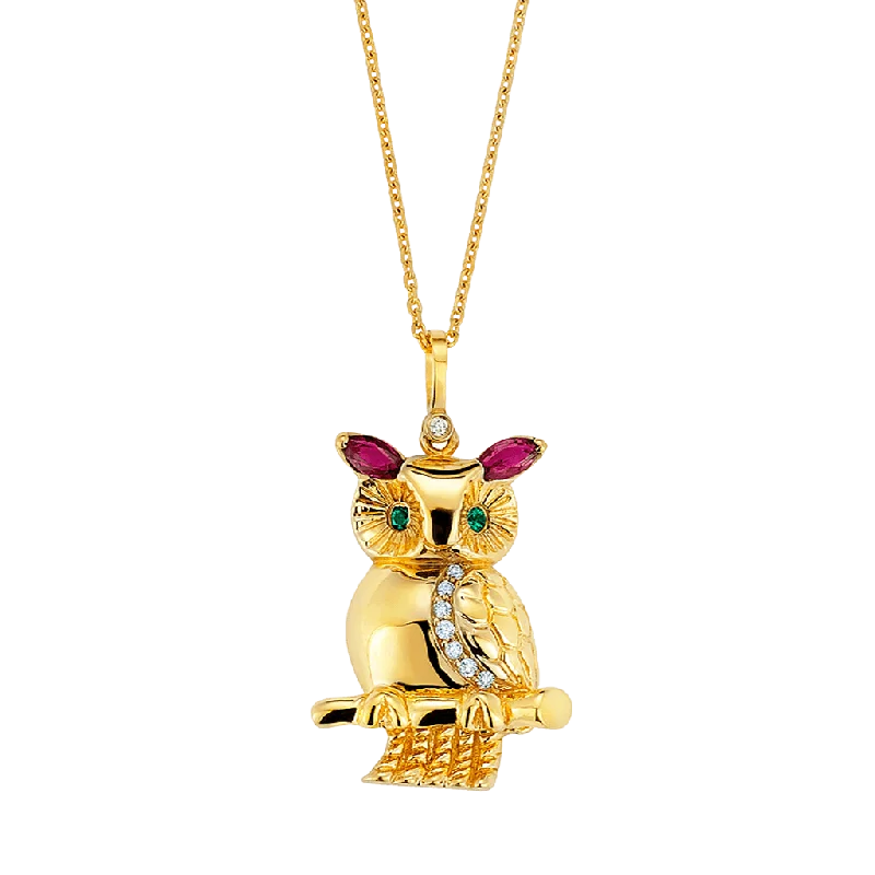 Birthstone necklaces for women -Mama Owl Necklace