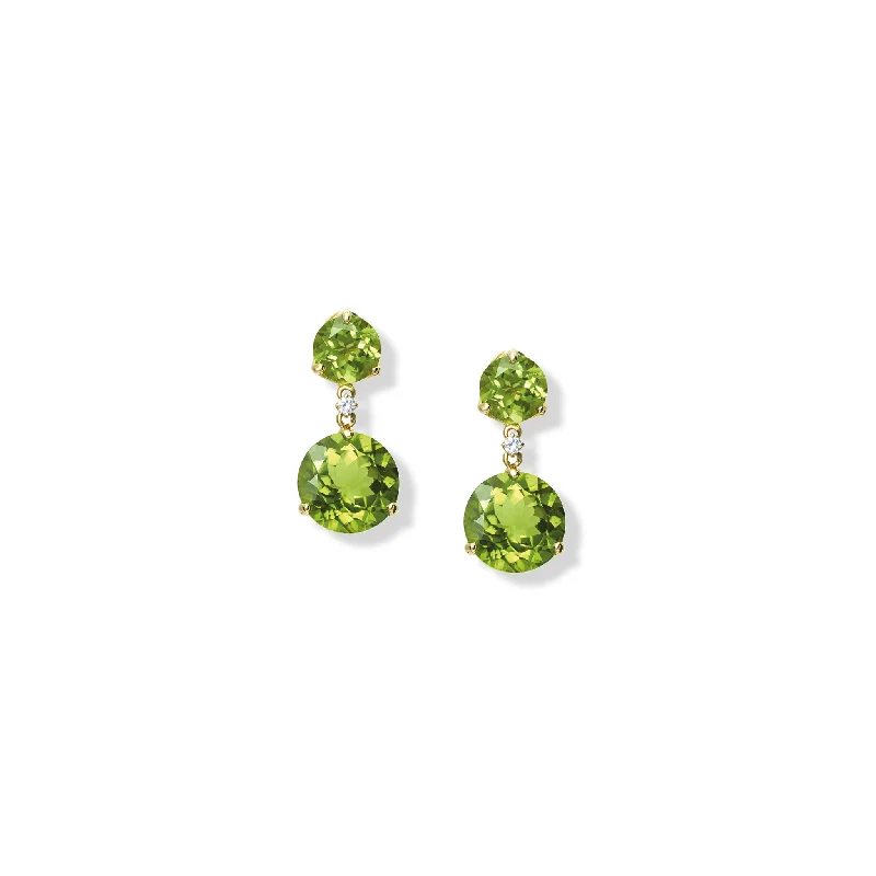 Vintage hoop earrings for women -Rivière Double Earrings Yellow Gold - Peridot & Diamond