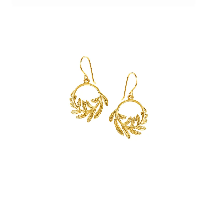 Multi-layered earrings for women -Gold Wee Fern Hoop Earrings