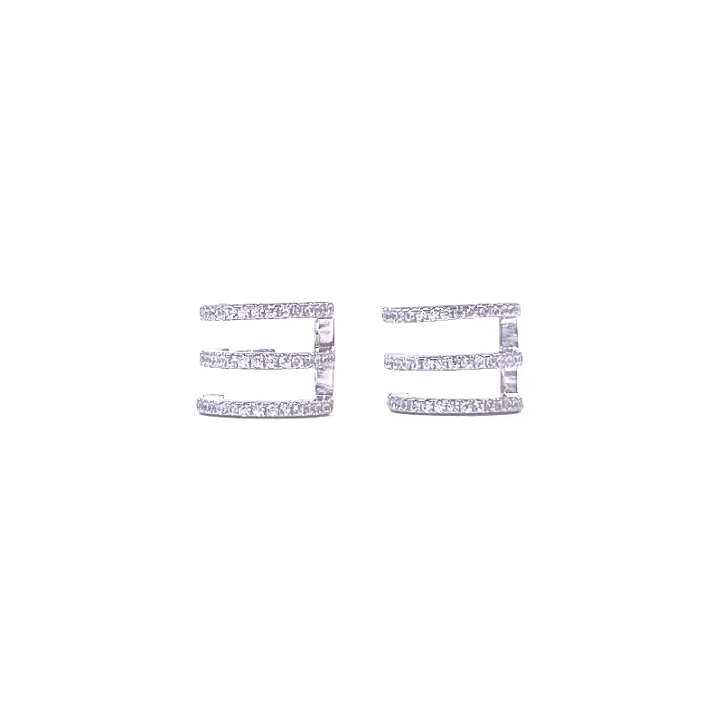 Trendy earrings for women -Ashley Gold Sterling Silver Triple Bar Hoop Earrings