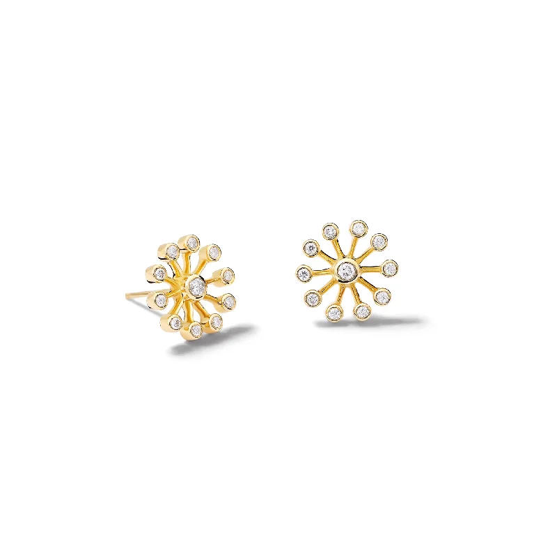 Fashion earrings for women -Astrantia Extra Small Earrings 18ct Yellow Gold - Diamond