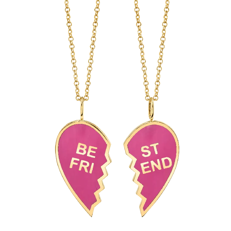 Statement gold necklaces for women -Enamel Best Friend Necklaces (Set of 2)