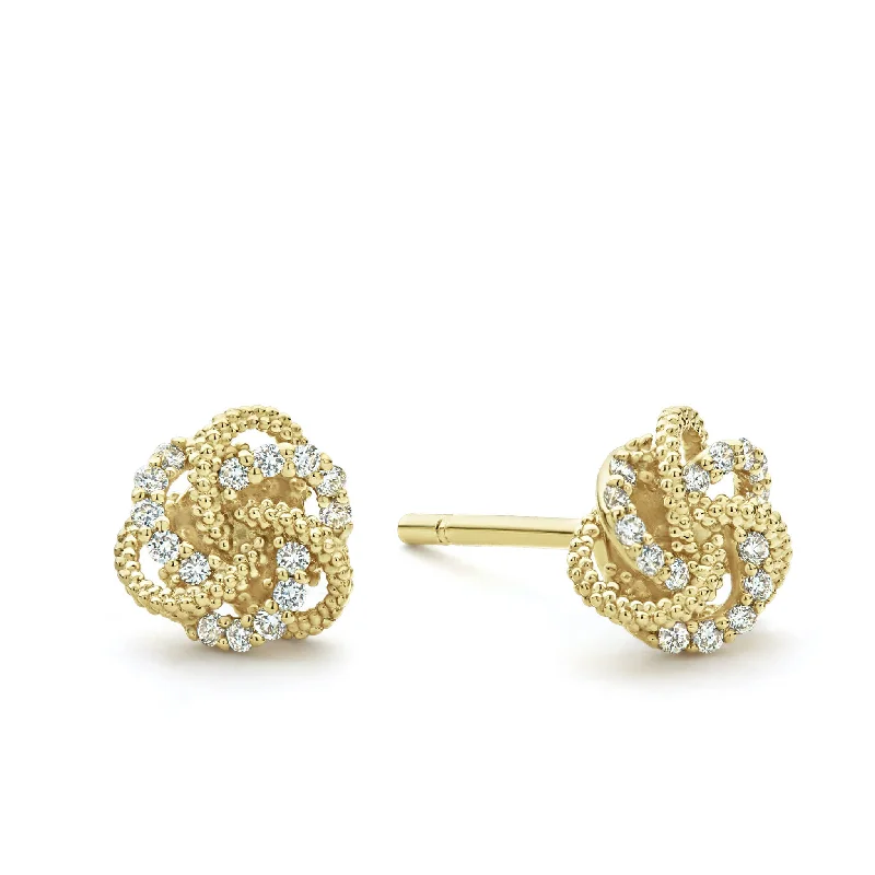 Long earrings for women -Love Knot Small 18K Gold Love Knot Diamond Earrings