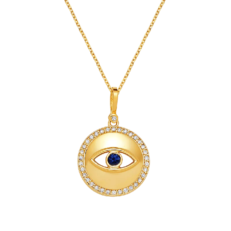 Custom design necklaces for women -Round Diamond Evil Eye Necklace