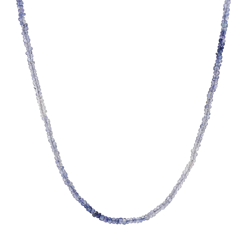 Boho style necklaces for women -Gradient Blue Sapphire Beaded Necklace