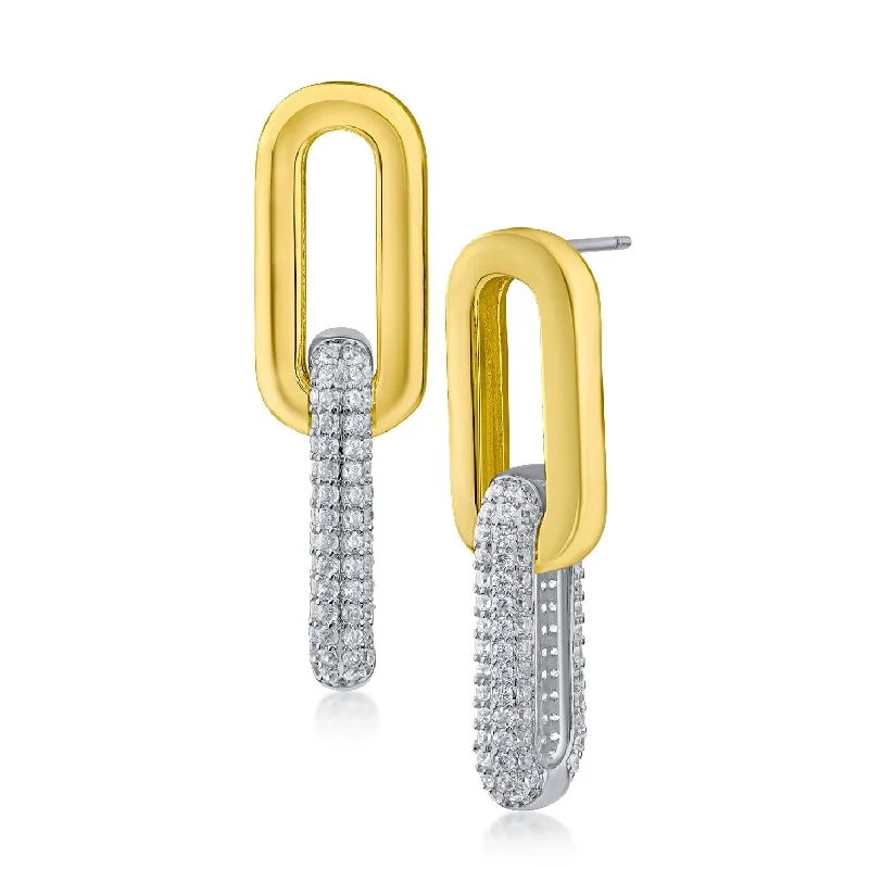 Designer earrings for women -Pave Link Earrings