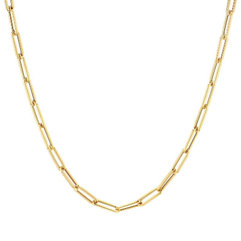 Simple gold necklaces for women -14K Paper Clip Chain Necklace