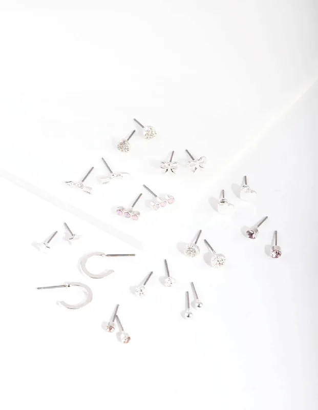 Luxury diamond earrings for women -Silver Bow & Arrow Earring 12-Pack