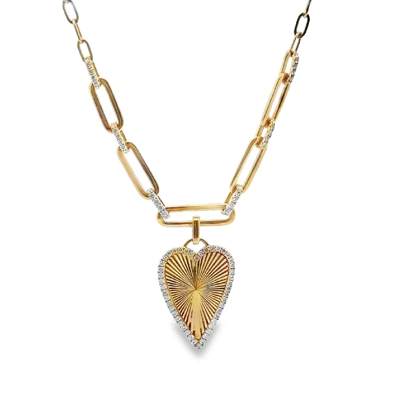 Heart-shaped necklaces for women -Elongated Diamond Heart Paperclip Chain Necklace