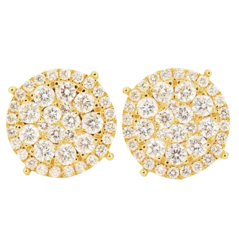 Vintage hoop earrings for women -14K 2.00CTW DIAMOND ROUND CLUSTER EARRINGS WITH HALO