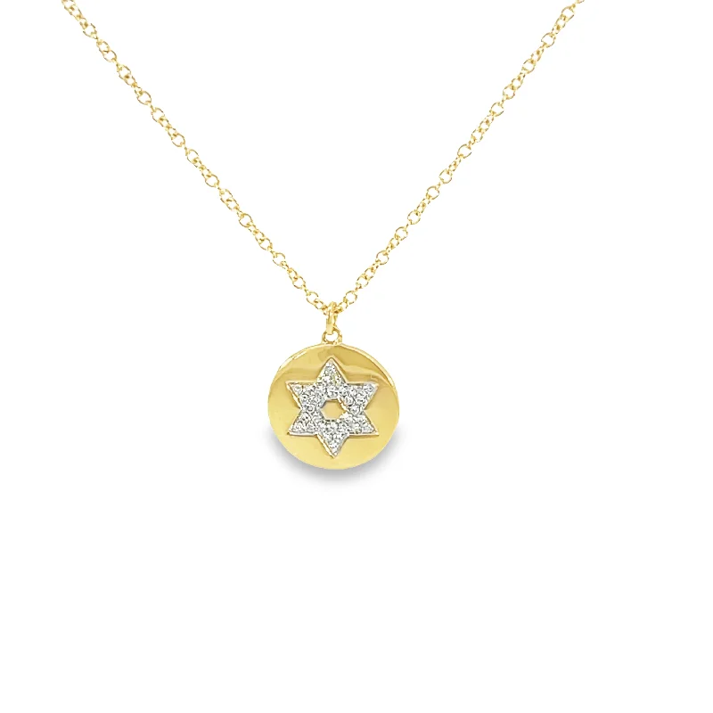 Women’s pendant necklaces for gifts -Shy Creation Diamond Star of David Disc Necklace