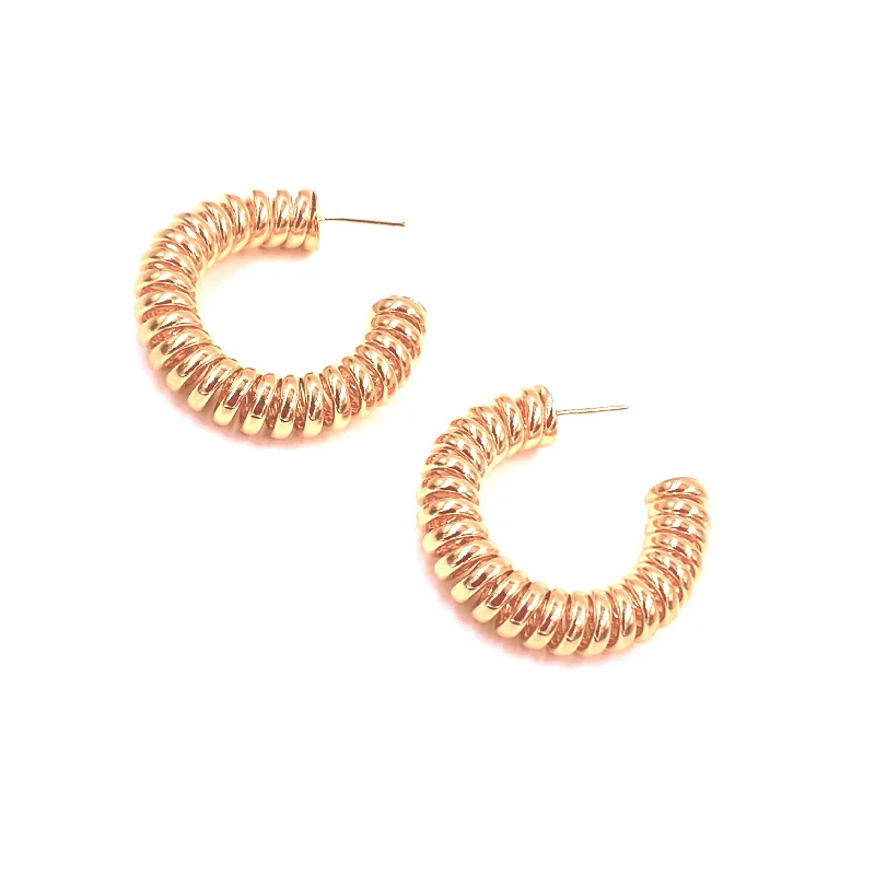 Geometric stud earrings for women -Ashley Gold Stainless Steel Gold Plated "Slinky" Earrings