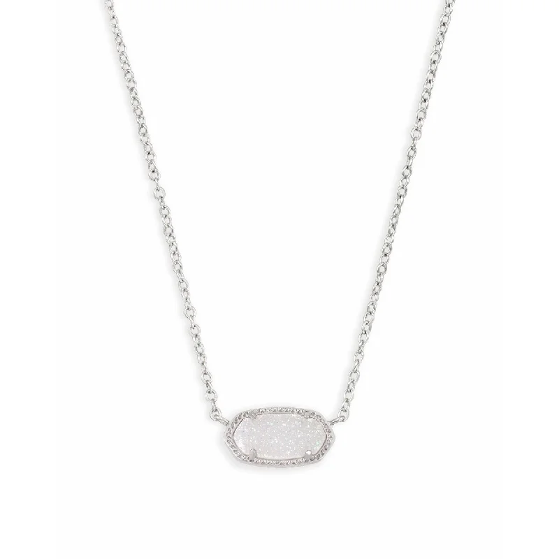 Stylish necklaces for women -Kendra Scott Elisa Necklace in Rhodium with Iridescent Drusy